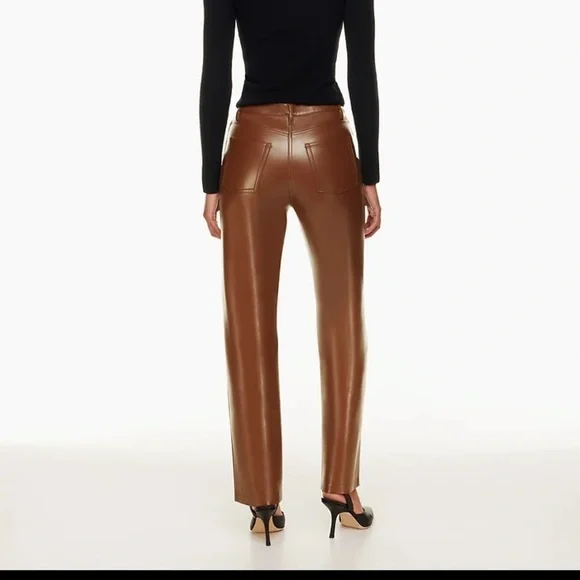 ❗️SOLD❗️ARITZIA Wilfred Brown Melina Faux Leather Cropped Pants Size 8 - Picture 3 of 9